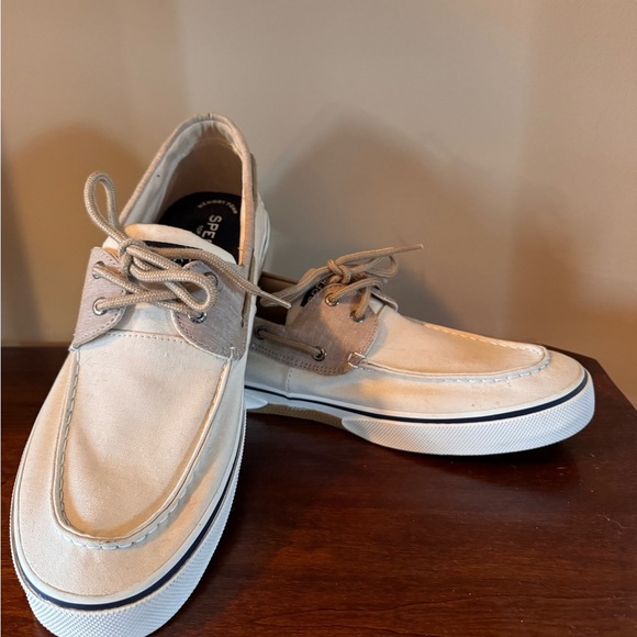 Sperry Men's Tan and Cream Boat Shoes size 14 new without tags - Picture 1 of 9